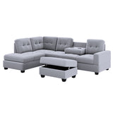 Sectional Sofa with Reversible Chaise Lounge, L-Shaped Couch with Storage Ottoman and Cup Holders