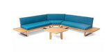 5 SEATER SECTIONAL SOFA SET WITH CUSHIONS, DARK TEAL