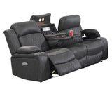 Charcoal Sofa 1pc Contemporary Leatherette Storage Arms w Cup Holder