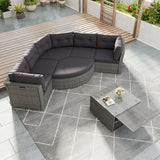 Patio Furniture Set Outdoor Furniture Daybed Rattan Sectional Furniture Set Patio Seating Group With Cushions and Center Table for Patio, Lawn, Backyard, Pool, Grey