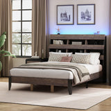 Queen 3 Piece Bedroom Set Mid Century Modern Style - led lights - usb ports