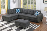 Gray Left Hand Facing Sofa & Chaise with Ottoman