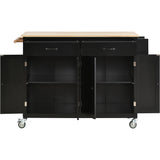 Black Kitchen Island Cart with Solid Wood Top