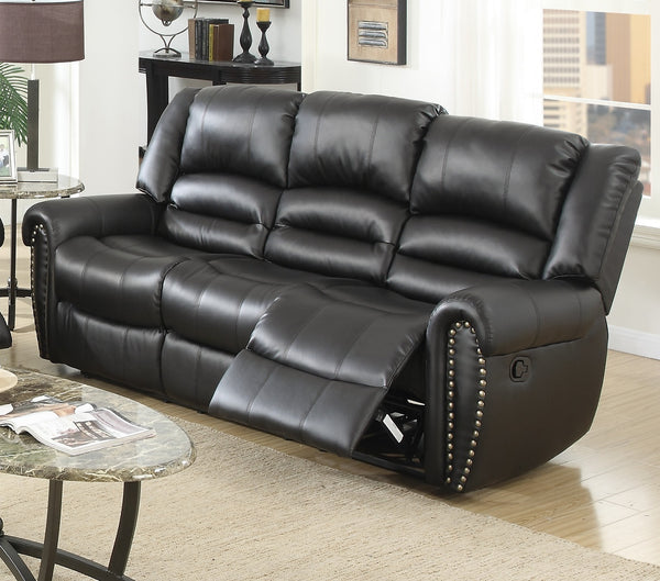 Black Plush Reclining Leather Sofa