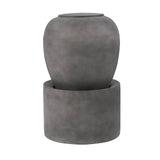 Grey Heavy Outdoor Cement Fountain Urn Design Water feature For Home Garden, Lawn, Deck & Patio