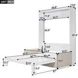 Queen Size Murphy Bed Wall Bed, White