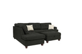 Contemporary 3-pcs Sectional Sofa Ash Black Polyfiber Cushion Sofa Chaise Ottoman Reversible Couch Pillows