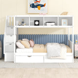 Twin over Full Bunk Bed with Storage White