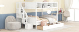 Twin over Full Bunk Bed with Storage White