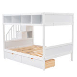 Twin over Full Bunk Bed with Storage White