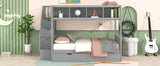 Twin over Full Bunk Bed with Storage Gray