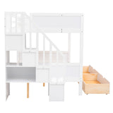 Twin over Full Bunk Bed with Storage White