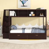 Twin over Full Bunk Bed with Storage