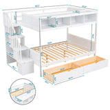 Twin over Full Bunk Bed with Storage White