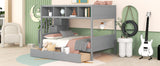 Twin over Full Bunk Bed with Storage Gray