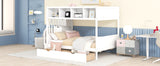 Twin over Full Bunk Bed with Storage White