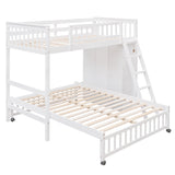 Wooden Twin Over Full Bunk Bed With Six Drawers