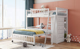 Wooden Twin Over Full Bunk Bed With Six Drawers