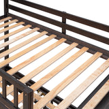 Wooden Twin Over Full Bunk Bed With Six Drawers