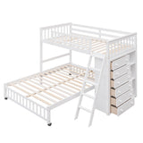 Wooden Twin Over Full Bunk Bed With Six Drawers