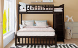 Wooden Twin Over Full Bunk Bed With Six Drawers