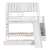 Twin over Twin House Bunk Bed with Trundle and Slide