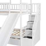 Twin over Twin House Bunk Bed with Trundle and Slide