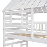 Twin over Twin House Bunk Bed with Trundle and Slide