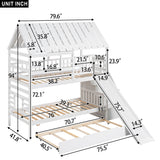 Twin over Twin House Bunk Bed with Trundle and Slide