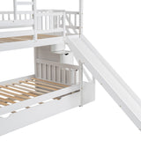 Twin over Twin House Bunk Bed with Trundle and Slide