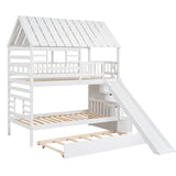 Twin over Twin House Bunk Bed with Trundle and Slide