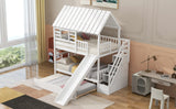 Twin over Twin House Bunk Bed with Trundle and Slide