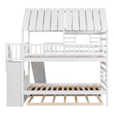 Twin over Twin House Bunk Bed with Trundle and Slide