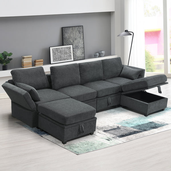 Grey Chenille Modular Sectional Sofa