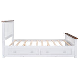 Queen Size Wood Platform Bed with Two Drawers and Wooden Slat Support