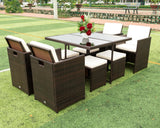 Patio Dining Set Outdoor Space Saving Rattan Chairs with Glass Table Patio Furniture Sets Cushioned Seating and Back Sectional Conversation Set