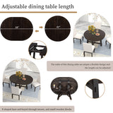 Round Extendable Dining Table with 16" Leaf Wood Kitchen Table (Espresso)