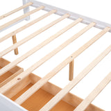 Queen Size Wood Platform Bed with Two Drawers and Wooden Slat Support