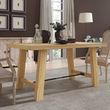 Wood Dining Table Kitchen Furniture Rectangular Table, Seats up to 6 (Natural Wood Wash)