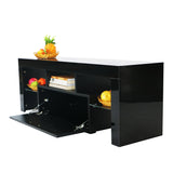 Black morden TV Stand with LED Lights,high glossy front TV Cabinet,can be assembled in Lounge Room, Living Room or Bedroom,color:BLACK