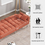 Orange Modern Convertible Folding Futon Sofa Bed