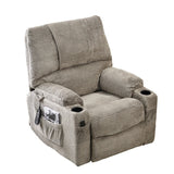 Large size Electric Power Lift Recliner Chair Sofa for Elderly, 8 point vibration Massage and lumber heat, Remote Control, 2 Side Pockets and Cup Holders, cozy fabric overstuffed arm, heavy duty 230LB