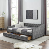 Full Size Daybed with Drawers Upholstered Tufted Sofa Bed