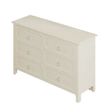 White Wooden Dresser Six Large Drawers Silver Metal Handles