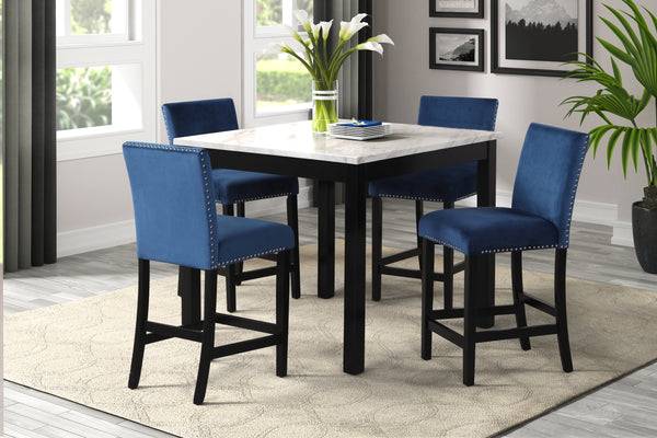 5-piece Counter Height Dining Table Set with One Faux Marble Dining Table