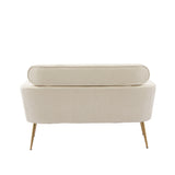 Beige modern Two-Seater Sofa With 2 Throw Pillows