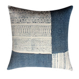 Dae 24 x 24 Square Handwoven Cotton Accent Throw Pillow, Classic Simple Kilim Pattern, Blue, Off White