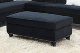 Ottoman Black Velvet Accent