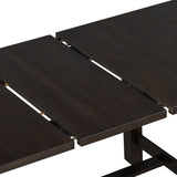 Retro Industrial Style 7-Piece Dining Table Set Extendable Table with 18” Leaf and Six Wood Chairs