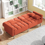 Orange Modern Convertible Folding Futon Sofa Bed